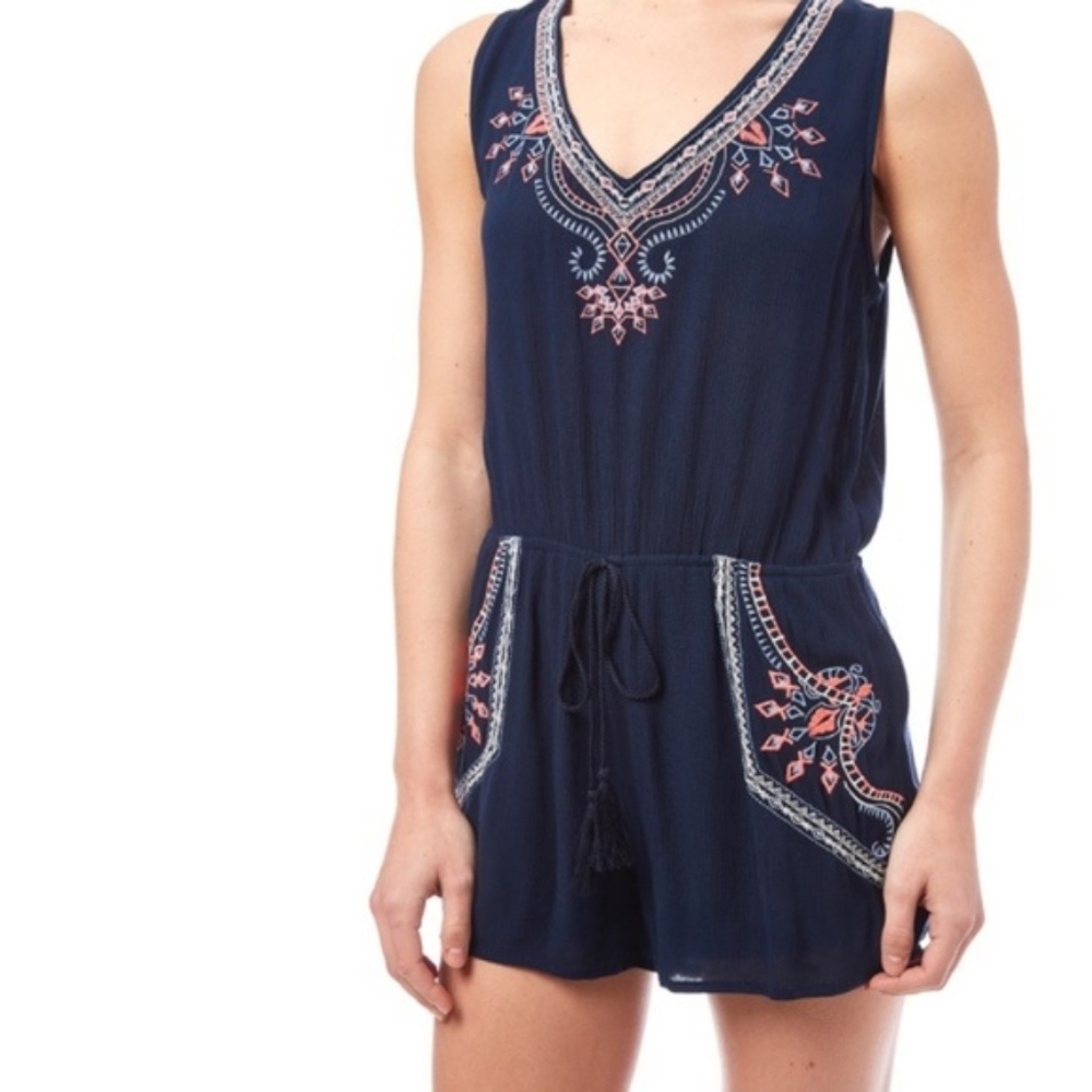 Blue Pepper Embroidered Romper